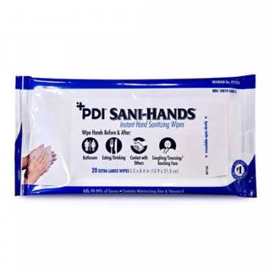 PDI Sani-Hands Instant Hand Sanitizing Wipes, 70% Strength, Ethyl Alcohol, Scented, Resealable Soft Pack, 960 Count, Case - Image 1
