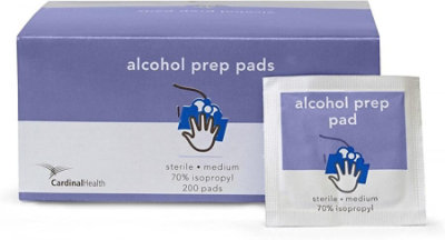 Alcohol Prep Pad, Medium, 2-Ply, 70% Isopropyl Alcohol, Individual Packets, Sterile, 200 Count, Box - Image 1