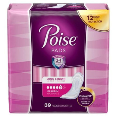 Poise Pads, Adult, Female, Disposable, Absorb-Loc Core, Heavy Absorbency, One Size Fits Most, 14.6 Inch Length, 78 Count, Case - Image 1