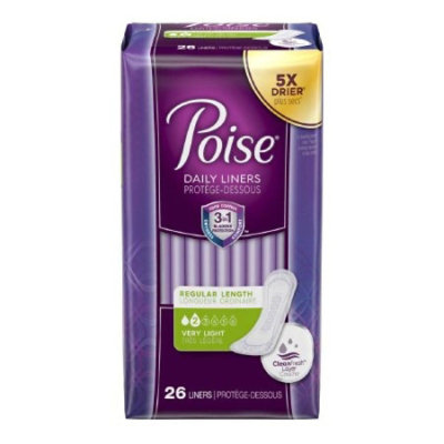 Poise Daily Liners, Adult, Female, Disposable, Absorb-Loc Core, Light Absorbency, 7.5 in Length, 208 Count, Case - Image 1
