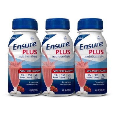 Ensure Plus Nutrition Shake, Strawberry, 8 ounce Bottle, Ready to Use, Case of 24, 24 Count, Case - Image 1