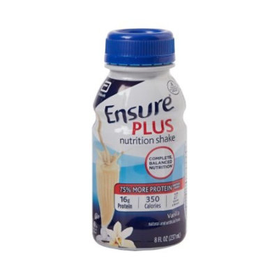 Ensure Plus Nutrition Shake, Vanilla, 8 ounce Bottle, Ready to Use, 24 Count, Case - Image 1