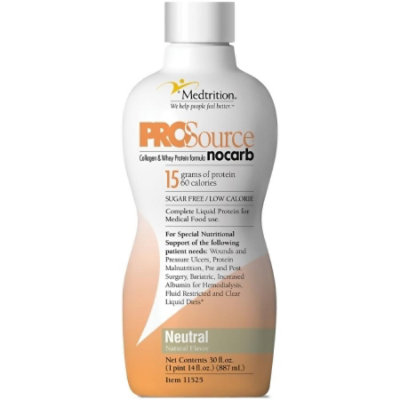 ProSource NoCarb Protein Supplement, Unflavored, 30 ounce Bottle, Concentrate, 1 Count, Each - Image 1
