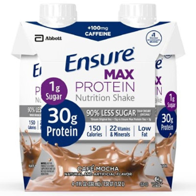 Ensure Max Protein Nutrition Drink - Caf Mocha - 12 Bottles Total (11 Fl oz Per Bottle) - Image 1