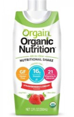 Orgain Organic Nutrition Nutritional Shake, Strawberries and Cream, 11 ounce Carton, Ready to Use, 12 Count, Case - Image 1
