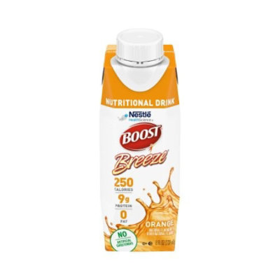 Boost Breeze Nutritional Drink, Orange, 8 ounce Carton, Ready to Use, Adult, 250 Calories per 8 ounce Serving, 24 Count, Case - Image 1
