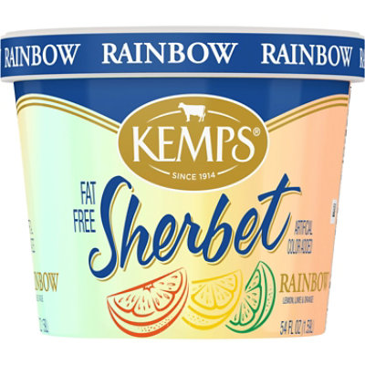 Kemps Fat Free Rainbow Lime Orange Lemon Sherbet - 1.69 Qt.