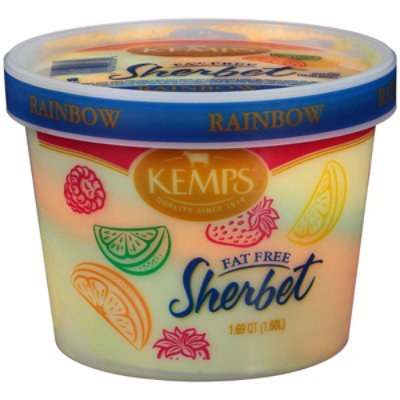 Kemps Fat Free Rainbow Lime Orange Lemon Sherbet - 1.69 Qt. - Image 3