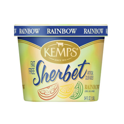 Kemps Fat Free Rainbow Lime Orange Lemon Sherbet - 1.69 Qt. - Image 2