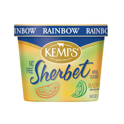 Kemps Fat Free Rainbow Lime Orange Lemon Sherbet - 1.69 Qt. - Image 1