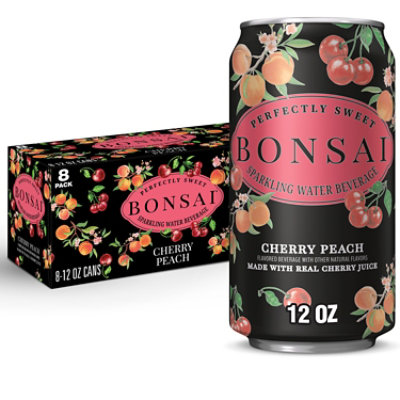 Bonsai Cherry Peach Sweetened Sparkling Water Cans - 8 - 12 Fl. Oz. - Image 1