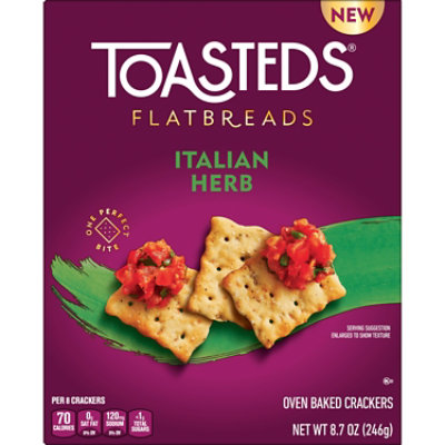 Toasteds Flatbreads Crackers Italian Herb Party Snacks - 8.7 Oz - Image 7