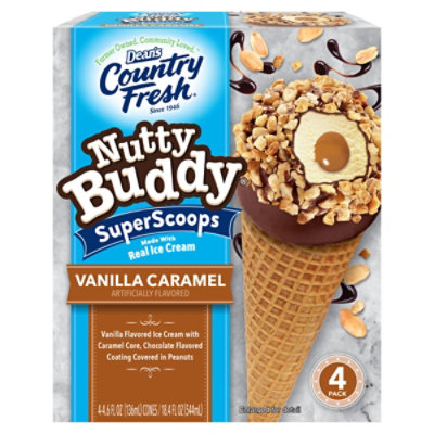 Deans Nutty Buddy Ice Cream Cones Superscoops Vanilla Caramel 4 Pack - 4.6 Fl. Oz. - Image 1