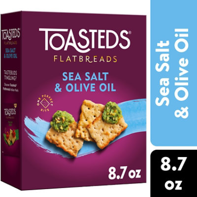 Toasteds Flatbreads Crackers Sea Salt and Olive Oil Party Snacks - 8.7 Oz. - Image 1