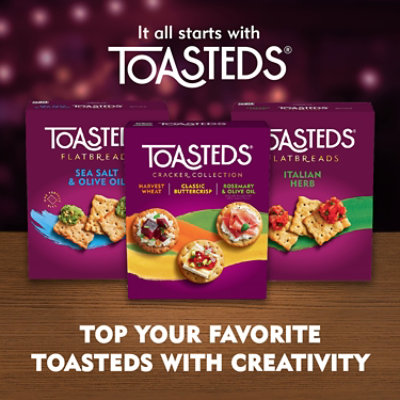 Toasteds Flatbreads Crackers Sea Salt and Olive Oil Party Snacks - 8.7 Oz - Image 5