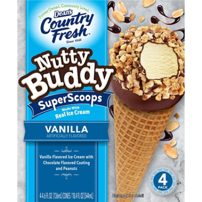 Dean's Nutty Buddy Ice Cream Cones Superscoops Vanilla 4 Pack - 4.6 Fl. Oz. - Image 1