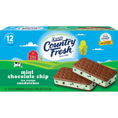 Deans Country Fresh Ice Cream Sandwiches Mint Chocolate Chip 3.5 Fluid Ounce 12 Pack - 42 Fl. Oz. - Image 1