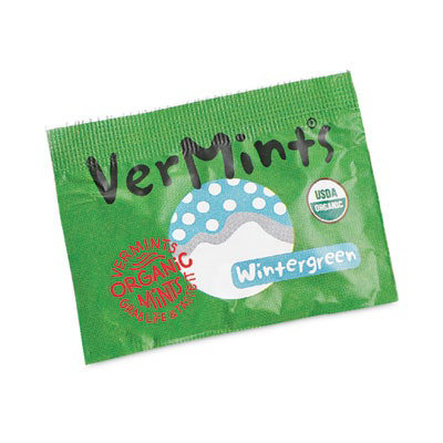 VerMints Organic Mints/Pastilles, Wintergreen, 2 Mints/0.7 oz, Individually Wrapped, 100/Box - Image 1