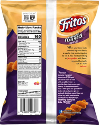 Frito Lay Fritos Flavor Twists Queso Corn Snacks - 9.25 Oz - Image 6