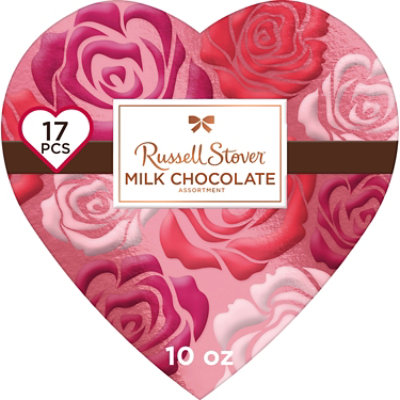 Russel Stover Valentine's Day Rose Heart Assorted Milk Chocolate Gift Box - 10 Oz - Image 1