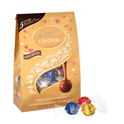 Lindt LINDOR Valentines Assorted Chocolate Candy Truffles Bag