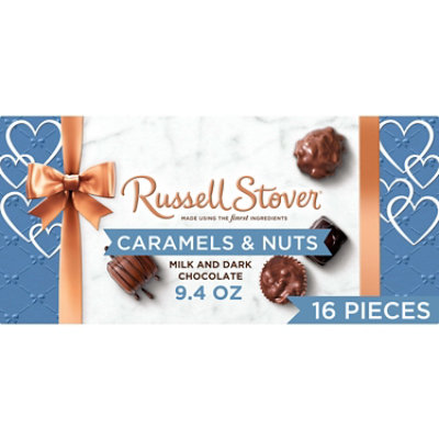 RUSSELL STOVER Valentine's Day Assorted Caramels & Nuts Milk & Dark Chocolate Gift Box - 9.4 Oz - Image 1