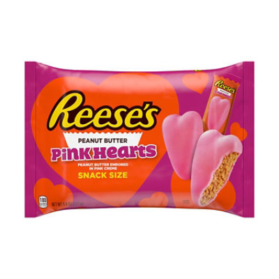 Reese's Pink Creme Snack Size Peanut Butter Hearts Valentine's Candy Bag - 9.6 Oz