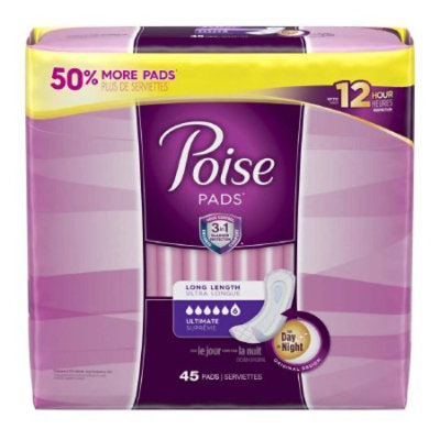 Poise Pads, Adult, Female, White, Disposable, Absorb-Loc Core, Heavy Absorbency, 15.9 Inch Length, 90 Count, Case - Image 1