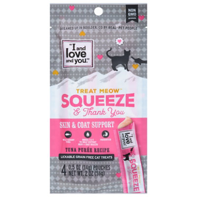 I&l&y Treat Meow Squeeze And Thank You Skin And Coat Support Tuna Puree Recipe - 4 Count - Image 3