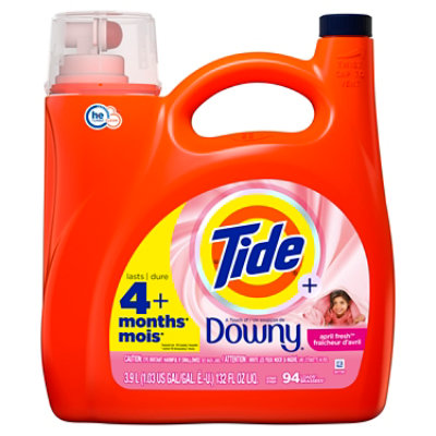 Tide Plus A Touch of Downy Liquid Laundry Detergent April Fresh HE Compatible 94 Loads - 132 Fl. Oz. - Image 2