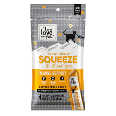 I&l&y Treat Meow Squeeze And Thank You Immune Support Seafood Puree Recipe - 4 Count - Image 1