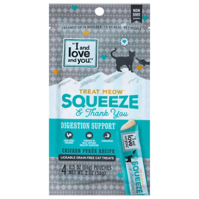 I&l&y Treat Meow Squeeze And Thank You Digestion Support Chicken Puree Recipe - 4 Count - Image 2