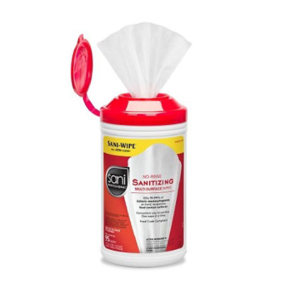 Sani Professional No-Rinse Sanitizing Multi-Surface Wipes, 7.75 Inx9 In Pre-moistened Alcohol-based, Alcohol Scent, One Canister of 95 Wipes, 1 Count, Each - Image 1