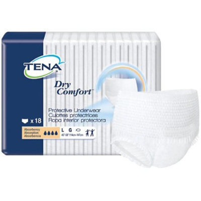 TENA Dry Comfort Underwear, Adult, Unisex, White, Pull-on w/ Tear Away Seams, Disposable, Moderate Absorbency, Lg, 45 to 58 In Waist, Latex-Free, 72 Count, Case - Image 1
