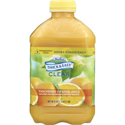 Hormel Thick & Easy Thickened Orange Juice, Honey Consistency, Ready to Use, 46 ounce Bottle, 6 Count, Case - Image 1