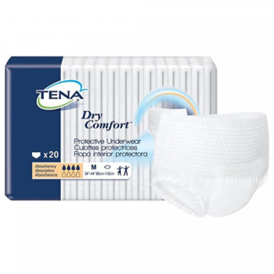 TENA Dry Comfort Underwear, Adult, Unisex, Pull-on w/ Tear Away Seams, Disposable, Moderate Absorbency, Md, 80 Count, Case - Image 1