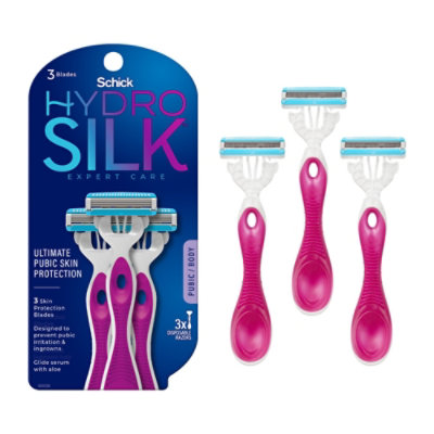 Hydro Silk Advanced Pubic Protection And In Grown Defense Razor - 3 Count - Image 1