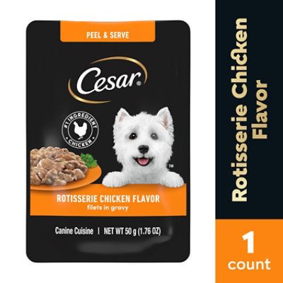 Cesar Mini-Pouch Rotisserie Chicken Flavor Filets in Gravy Wet Dog Food - 1.76 Oz. - Image 1