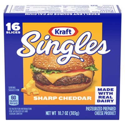 Kraft Singles Sharp Cheddar Slices - 16 Count - Image 1