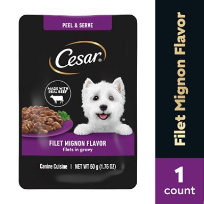 Cesar Mini-Pouch Filet Mignon Flavor Filets in Gravy Wet Dog Food - 1.76 Oz. - Image 1