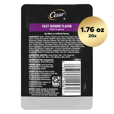 Cesar Mini-Pouch Filet Mignon Flavor Filets in Gravy Wet Dog Food - 1.76 Oz. - Image 3