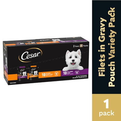 Cesar Mini Pouch Filet Mignon Rotisserie Chicken Variety Pack Wet Dog Food 20 1.76 Oz randalls