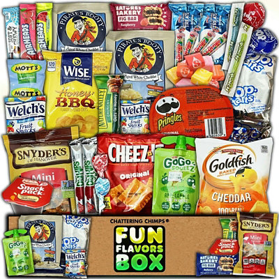 Fun Flavors Box Healthy Nut Free Snacks Chips Candy 45 Count Variety Sampler Snack Care Package - Image 1