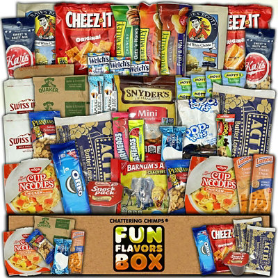 Fun Flavors Box College Essential Snacks Care Package for Student - 40 Count Variety Assortment of Chips, Cookies, Soup, Popcorn, Dorm Gift Box - Image 1