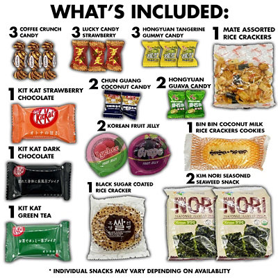 Fun Flavors Box Asian Snack and Candy Box 50 Count Variety Pack Care Package, Japanese, Korean, Chinese Snacks, Treats  Gift Box - Image 4