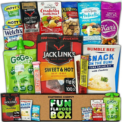 Fun Flavors Box Healthy Fitness Snacks Care Package Variety Pack 12 Count Gift Box Sampler - Image 1