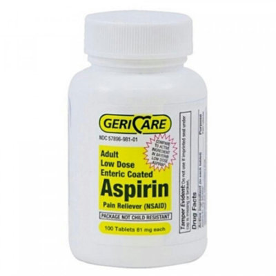 Geri-Care Adult Low Does Enteric Coated Aspirin, 81 mg Strength, 100 Tablets per Each 12 Count, Pack - Image 1