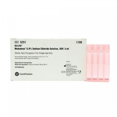 AirLife Modudose Respiratory Therapy Solution, 0.9% Sodium Chloride, 3 mL Volume, Unit Dose Dial, 100 Count, Each - Image 1
