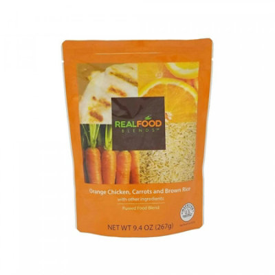 Real Food Blends Pureed Tube Feeding Formula, Orange Chicken, Carrots, and Brown Rice, Ready to Use, 9.4 oz. Pouch, 12 Count, Pack - Image 1