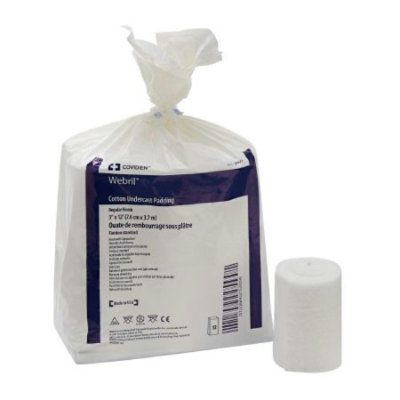 Webril Cast Padding, 3 Inches X 4 Yards, Each White, Cotton, 12 Count, Pack - Image 1